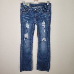 machine nouvelle mode italy jeans Destroyed Boot Cut Low Rise Womens